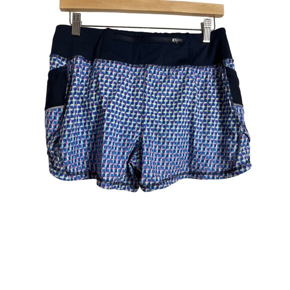 Athleta Vivid Ready Set Go Blue Geometric Print Athletic Running Shorts Size S - Picture 3 of 5